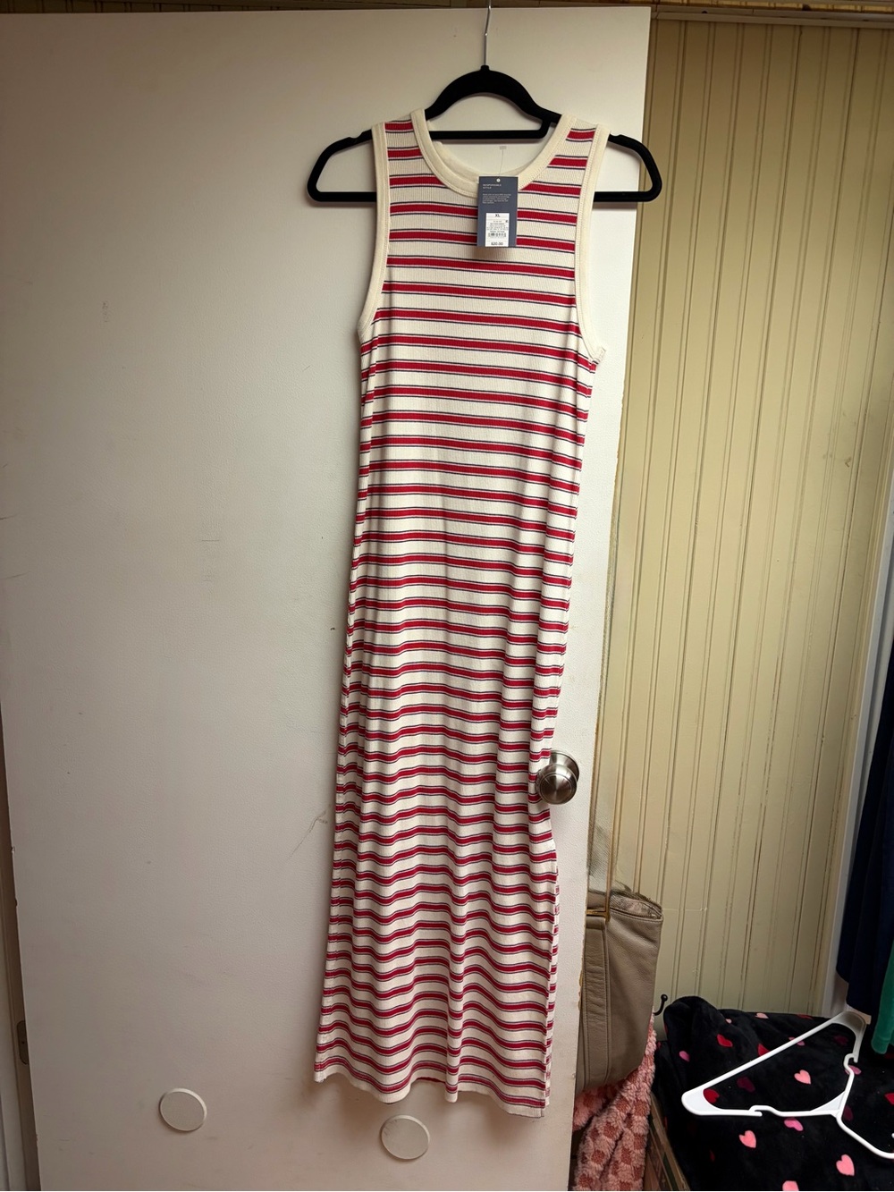 Universal Thread Cream Maxi Dress with Red & Navy Stripes